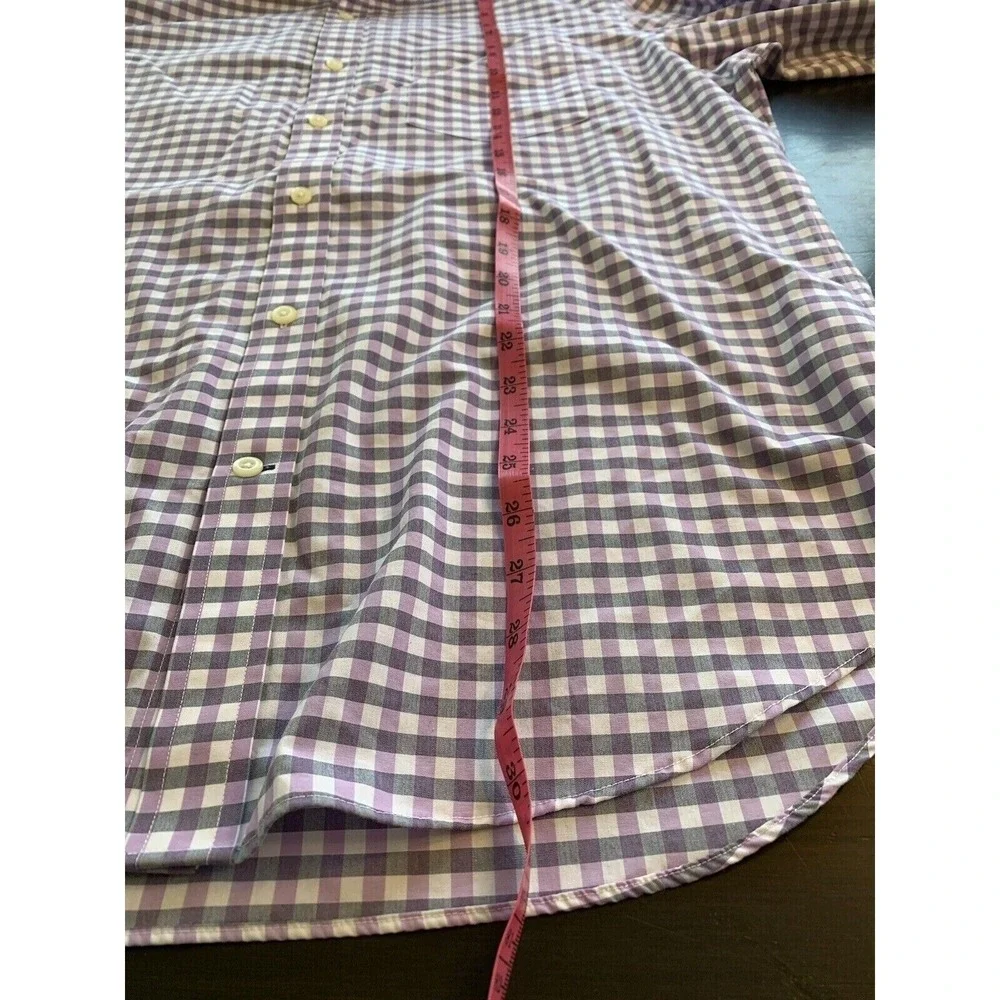 Banana Republic Shirt Mens Large Purple White Checks Preppy Easter Office Casual